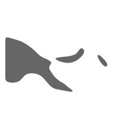 Papua New Guinea country simplified map. Grey stylish smooth map. Vector icons isolated on white background.