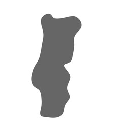 Portugal country simplified map. Grey stylish smooth map. Vector icons isolated on white background.