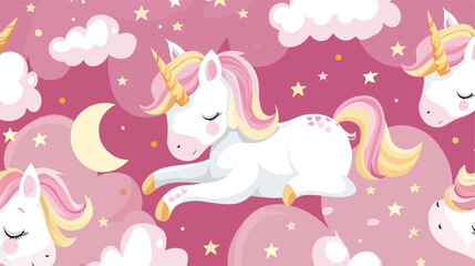 Unicorn Sleep Dream Decoration Seamless Pattern Pink