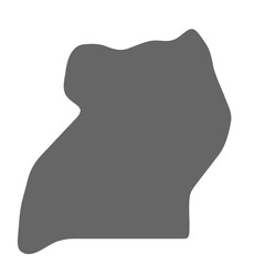 Uganda country simplified map. Grey stylish smooth map. Vector icons isolated on white background.