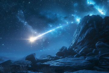 Shooting star in the mountains