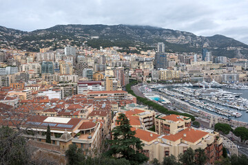 Naklejka na ściany i meble Panoramic view of city of Monte Carlo, Monaco