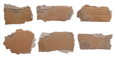 Set cardboard scraps isolated on white background
