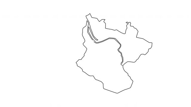 animated sketch of the map of Bilbao in spain