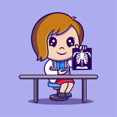 Cute doctor Cartoon Vector Icon Illustration. Nature Icon Concept Isolated Premium Vector. Flat Cartoon Style	
