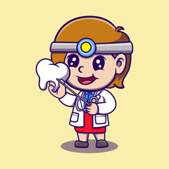 Cute doctor Cartoon Vector Icon Illustration. Nature Icon Concept Isolated Premium Vector. Flat Cartoon Style	
