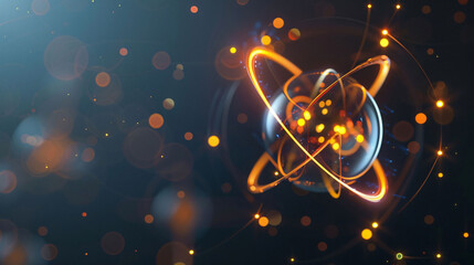Atomic Particle Energy in Quantum Physics Exploration - obrazy, fototapety, plakaty