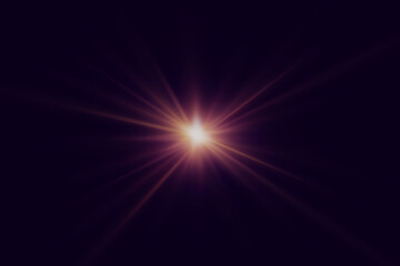 Bright effect of glare and light. Explosion of a star with rays of light.