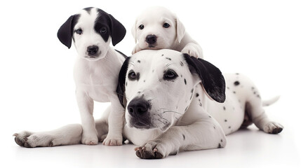 cute snoopy puppy black and white, dad dog and baby puppy love bonding, happy fathers day or mothers day, parents love 