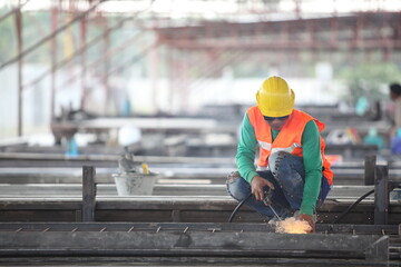 engineering team working on site of construction worker at site.