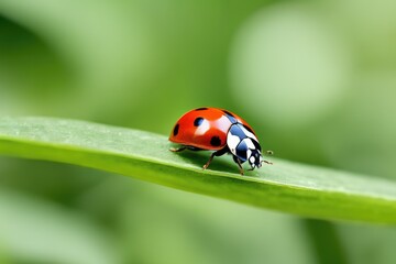 Fototapeta premium a high quality stock photograph of a single ladybug close up full body isolated on a nature background