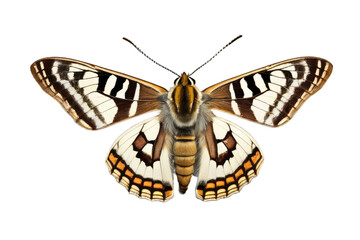 a high quality stock photograph of a single moth close up full body isolated on a white background