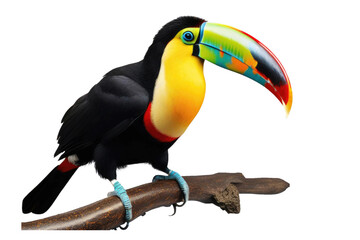 a high quality stock photograph of a single toucan full body isolated on a white background