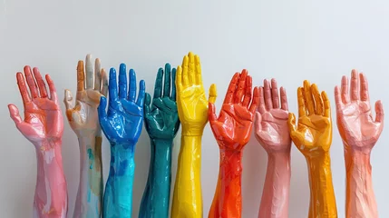 Foto op Canvas concept of Belonging Inclusion Diversity Equity DEIB, group of multicolor painted people hands   © Mahnoor