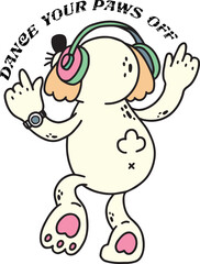 Disco puppy groovy cartoon retro character