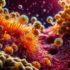 Fototapeta na wymiar Microscopic medical scientific illustration of bacteria virus and other germ microorganisms