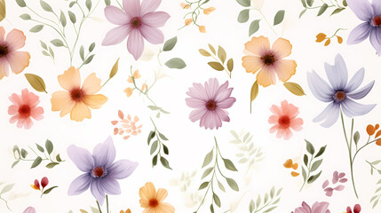 Fototapeta na wymiar Painting watercolor floral background illustration floral nature, colorful and vibrant