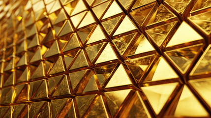Gold Glossy Mosaic Tiles Arranged In The Shape Of A. Luxurious Interior Design Concept. 3D Rendered Illustration.