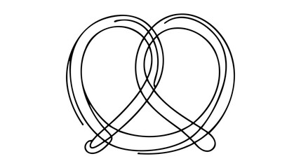 One continuous line drawing of pretzel for logo. - obrazy, fototapety, plakaty