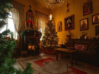 Traditional Christmas Living Room