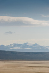 Salt flats at sunrise, cold environments in the Andes, altitude 