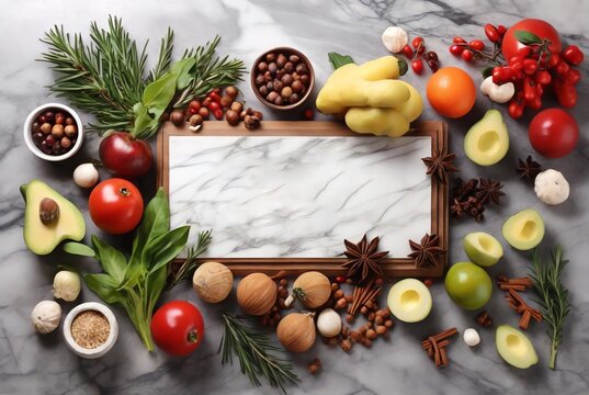 Healthy holiday ingredients are on Marble Flat. Place for text