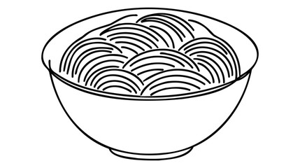 One continuous line drawing of fresh delicious Japanese ramen restaurant logo emblem.
