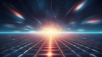 Sunrise across the tops of big city buildings, the majesty of skyscrapers