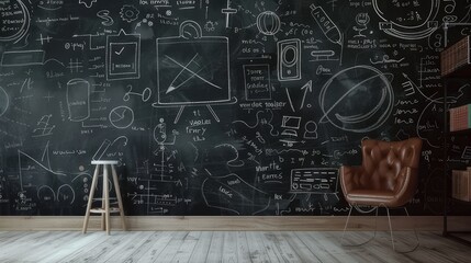 Chalkboard home decor-themed images inspire DIY enthusiasts and interior decorators to experiment with chalkboard paint and accessories, with ideas for customizing - obrazy, fototapety, plakaty