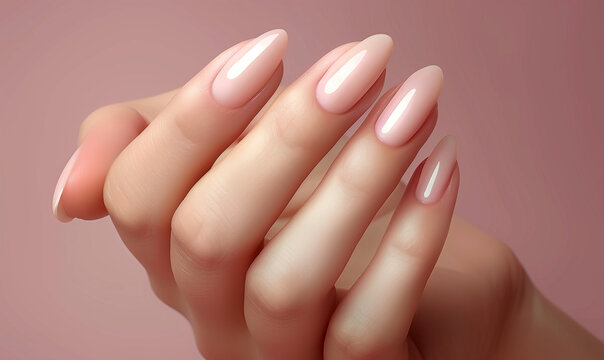 Elegant Manicure and Soft Pink Lips, Nail Salon Delicacy