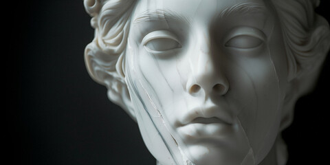a marble statue with beautifully sculpted features reflecting masterful classical art - 745453724