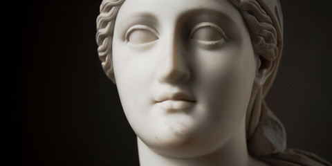 a marble statue with beautifully sculpted features reflecting masterful classical art - 745453734