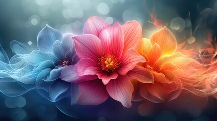Beautiful abstract colorful flower design. Created with generative AI. - obrazy, fototapety, plakaty