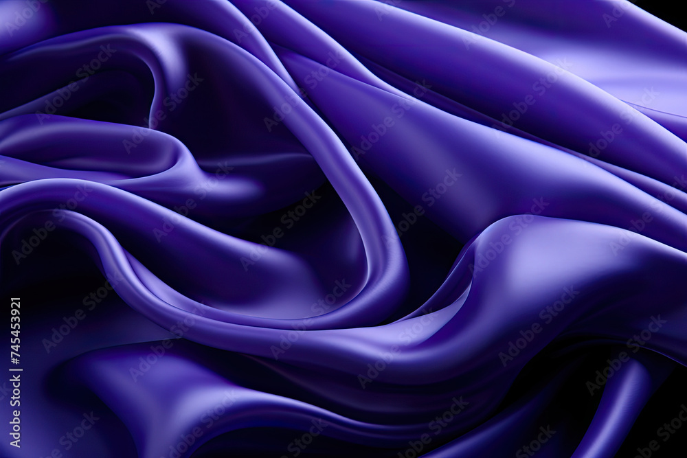 Aufkleber close-up view of a rich purple fabric set against a deep black backdrop, showcasing the intricate te