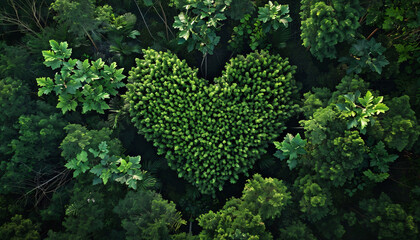 Aerial Heart in Lush Green Forest Illustration