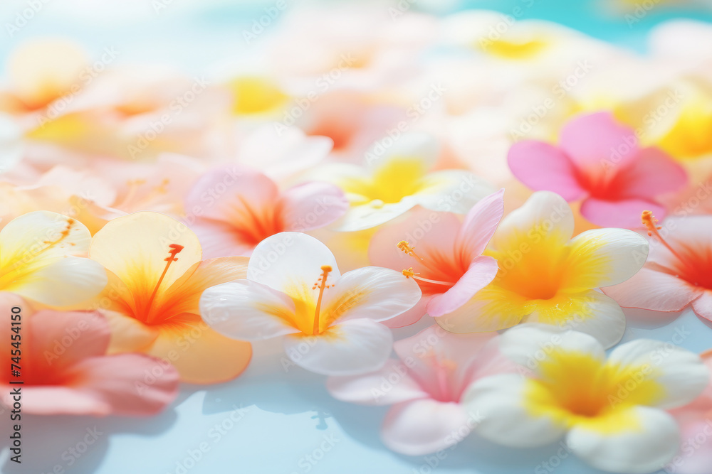 Poster A plethora of colorful flowers delicately float on the surface of the water, creating a mesmerizing and enchanting display