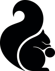 squirrel logo vector icon illustration design nut in negative flat space style
