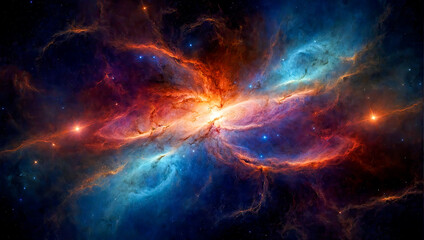 Naklejka na ściany i meble The colorful Butterfly Nebula in deep space, generative ai