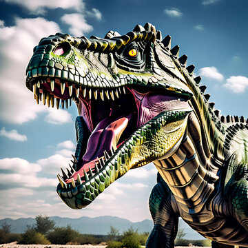 3d rendered illustration of a dinosaurs robot. Generative AI