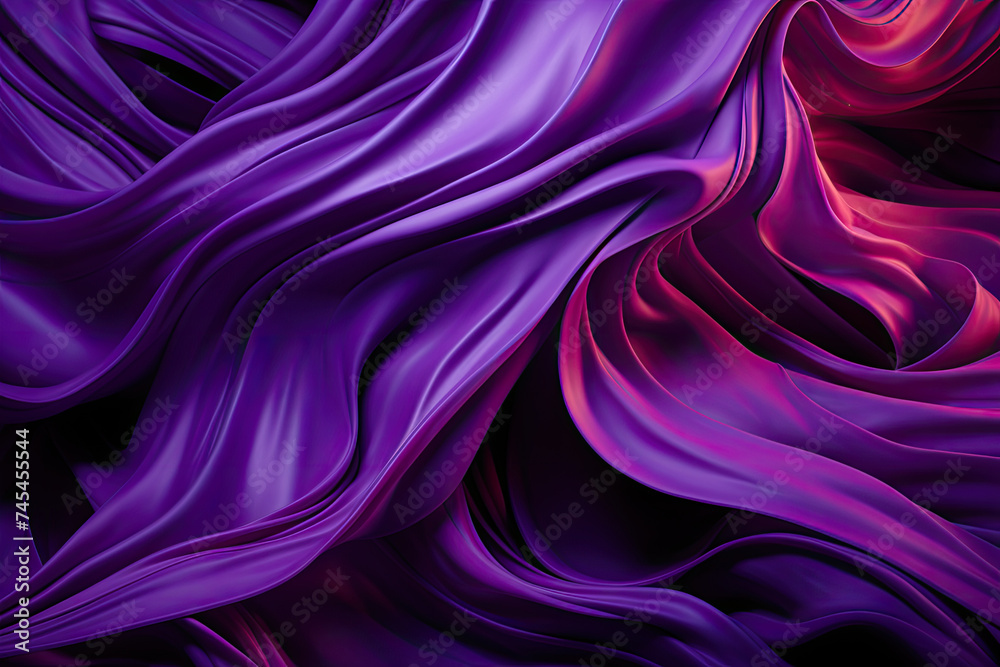 Poster A close-up view of intricately woven purple and red fabric, creating a mesmerizing swirl of colors and textures