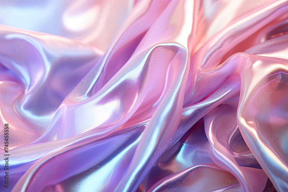 Poster a close-up view of a mesmerizing pink and blue fabric, showcasing intricate patterns and textures bl