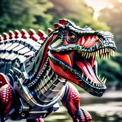 Fototapeta na wymiar 3d rendered illustration of a dinosaurs robot. Generative AI
