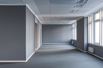 Modern Empty Office Interior with Wide Windows and Minimalist Design