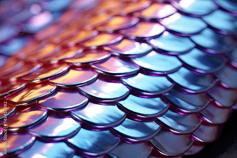 Poster iridescent metallic scales with gradient reflections