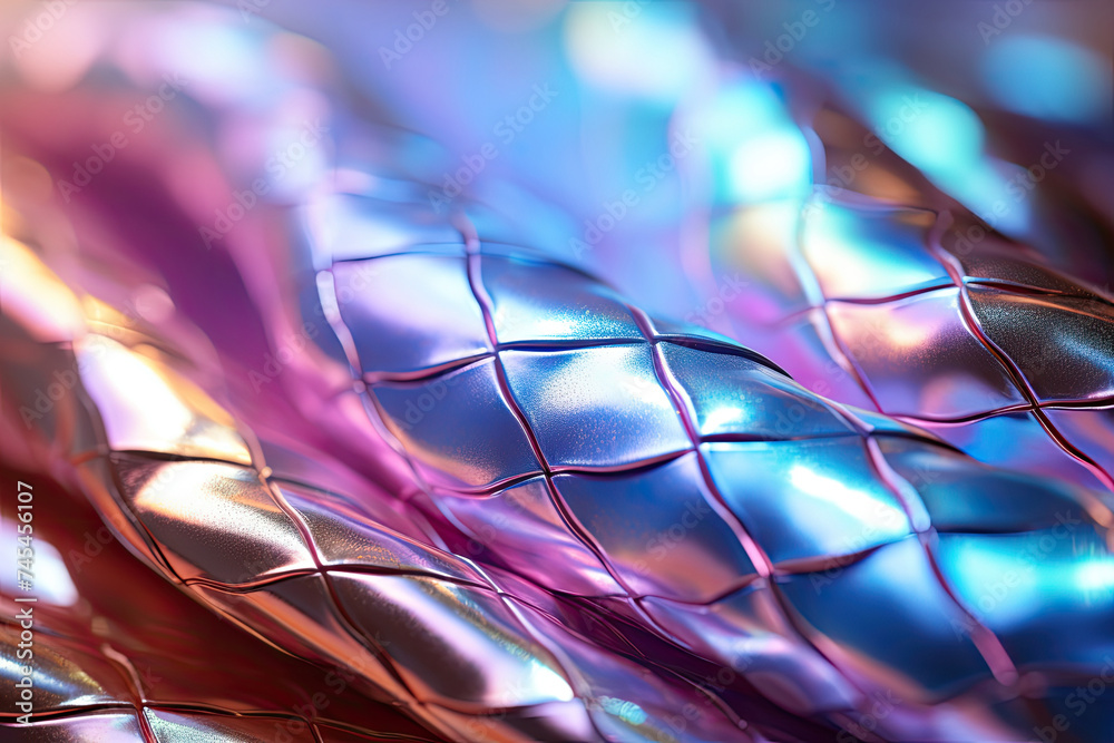 Poster An intricate and captivating close up of a highly reflective and shiny metal surface, showcasing the beauty and complexity of its texture and luminosity