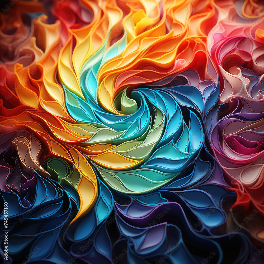 Poster A mesmerizing multicolored spiral design stands out against a deep black background, creating a dynamic and captivating visual experience