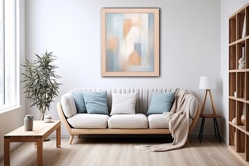 Nordic Pastel Dreams: Abstract Art Wall Inspirations with Wooden Elements
