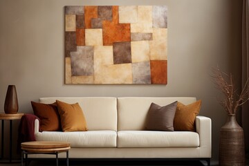 Abstract Modern Art Wall Inspirations: Warm Stucco Background and Tones