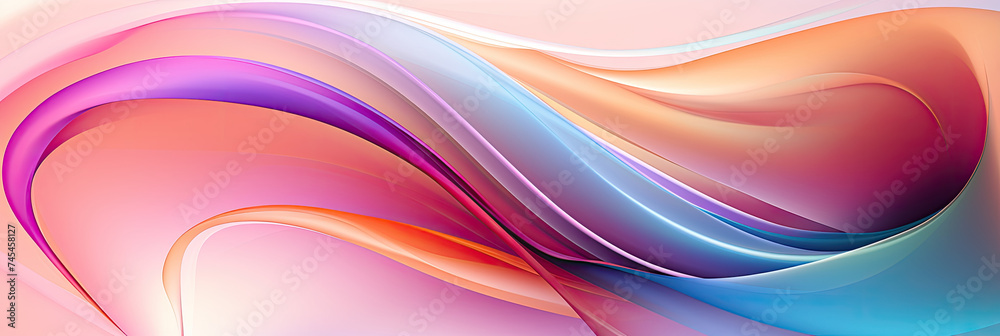 Aufkleber Pink and blue wavy lines intertwine in an abstract background, creating a dreamy and artistic visual