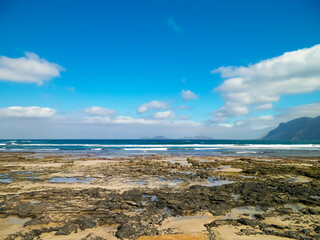 Beautiful coast in Caleta de Famara, Lanzarote Canary Islands.